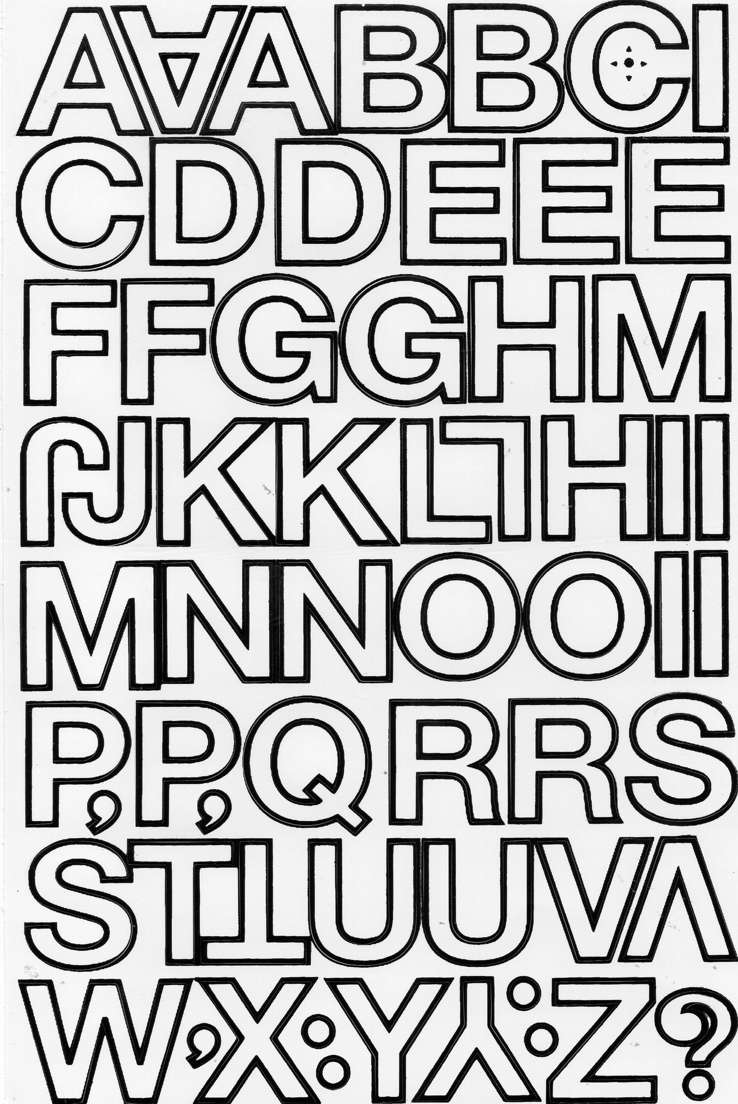 Lettres ABC blanc 28 mm de haut autocollant pour dossiers de bureau enfants artisanat maternelle anniversaire 1 feuille 336