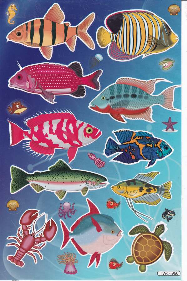 Fisch Sticker Set für Kinder – Bunte Aquarium- & Meeresfische Aufkleber zum Basteln und Dekorieren