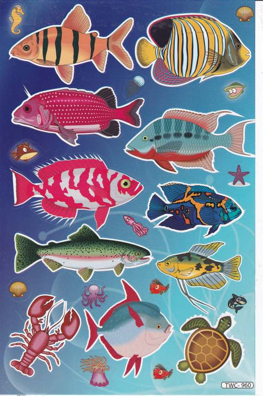 Fisch Sticker Set für Kinder – Bunte Aquarium- & Meeresfische Aufkleber zum Basteln und Dekorieren
