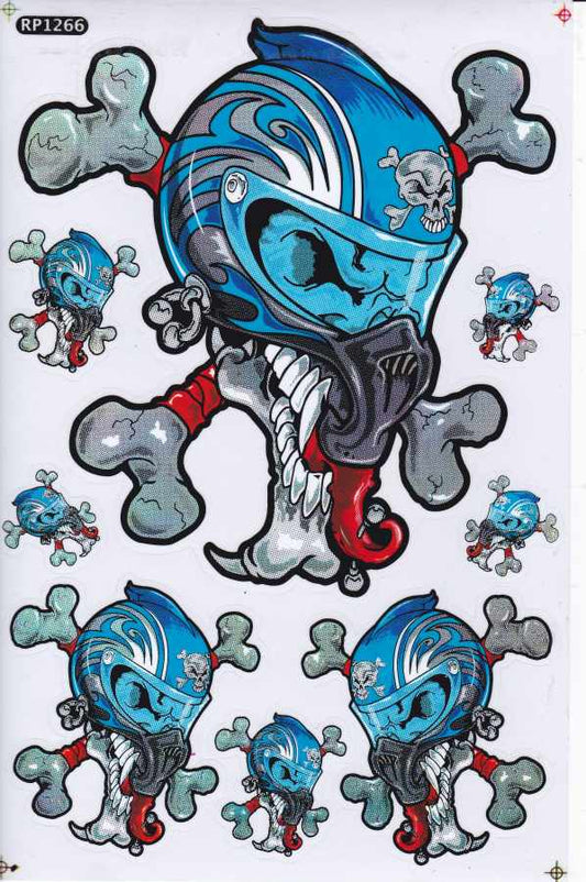 Totenkopf Skull Aufkleber Sticker Motorrad Roller Skateboard Auto Tuning Modellbau selbstklebend 414