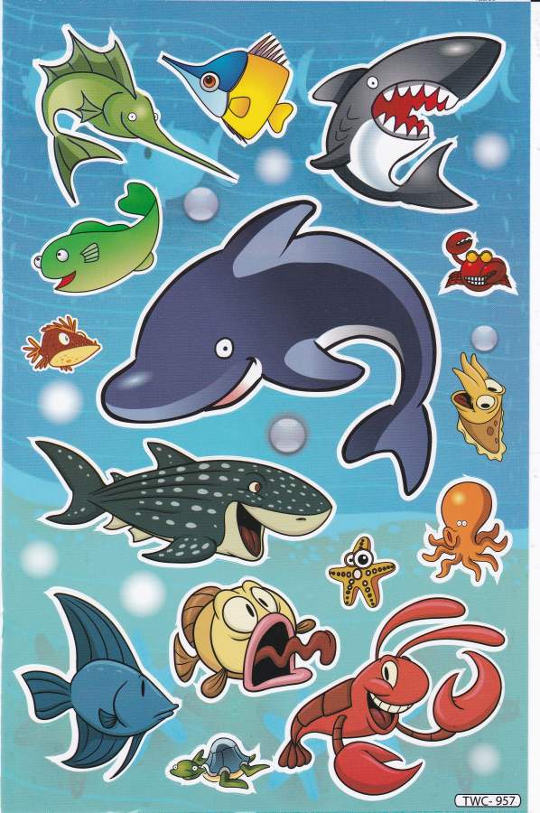 Ozean Sticker Set mit Wal, Hai & Meeresschildkröte – Bunte Meeresbewohner Aufkleber für Kinder