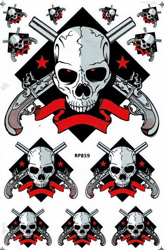 Totenkopf Skull Aufkleber Sticker Motorrad Roller Skateboard Auto Tuning Modellbau selbstklebend 457
