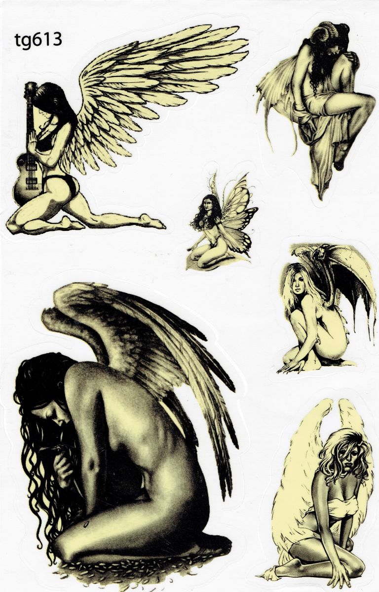 Angel Tattoo Aufkleber Sticker Motorrad Roller Skateboard Auto Tuning Modellbau selbstklebend 458