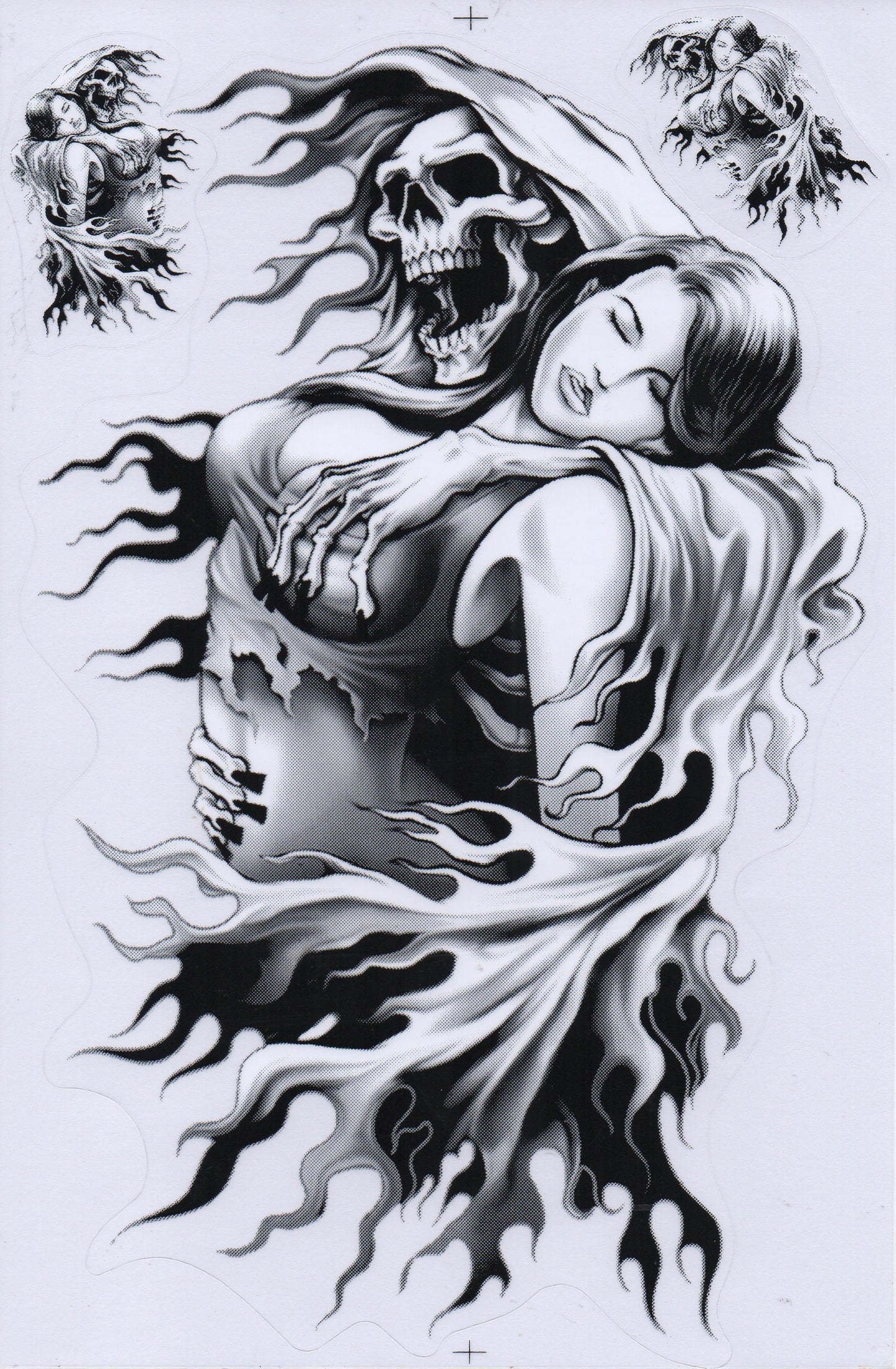 Sensemann Frau Totenkopf Skull Aufkleber Sticker Motorrad Roller Skateboard Auto Tuning Modellbau selbstklebend 524