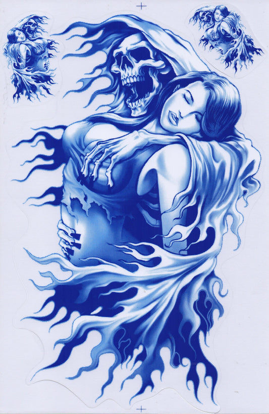 Sensemann Frau Totenkopf Skull Aufkleber Sticker Motorrad Roller Skateboard Auto Tuning Modellbau selbstklebend 460