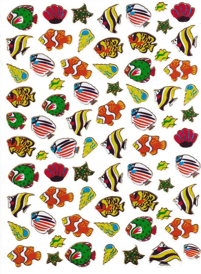 Fish Fish sea creatures aquatic animals animals colorful stickers metallic glitter effect for children crafts kindergarten birthday 1 sheet 470