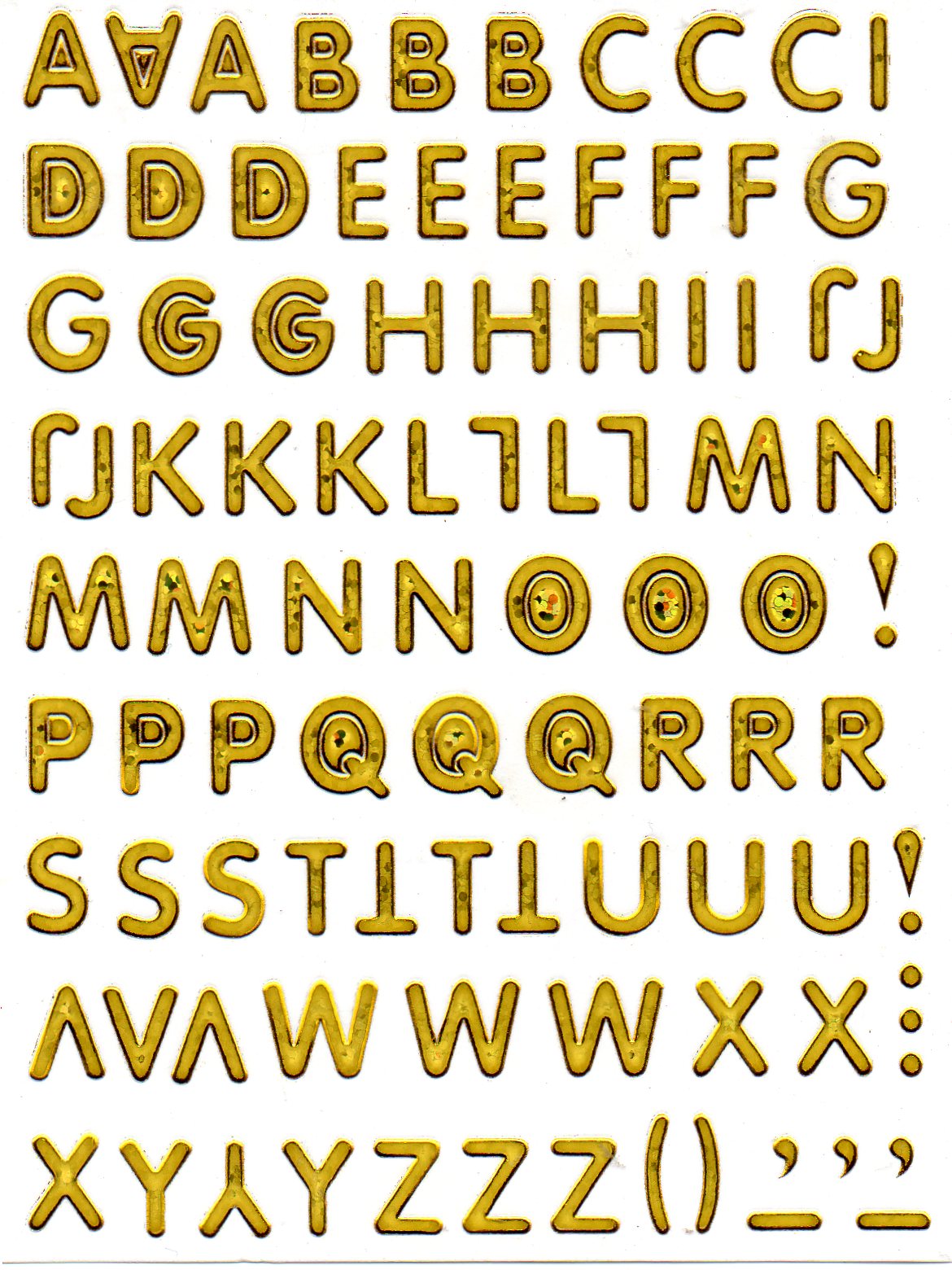Lettres ABC or hauteur 10 mm autocollant autocollant métallique paillettes effet école bureau dossier enfants artisanat maternelle 1 feuille 482