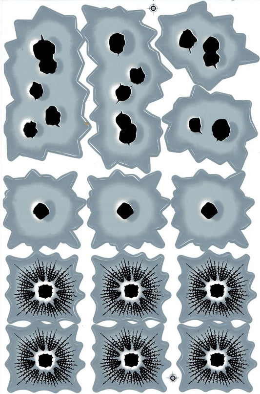 Einschusslöcher grau Aufkleber Sticker Motorrad Roller Skateboard Auto Tuning selbstklebend 498