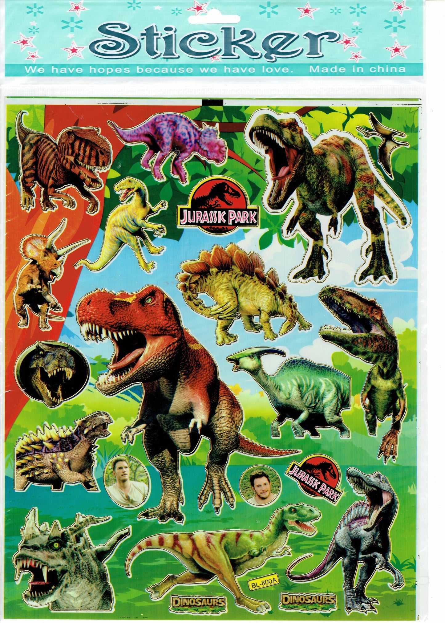 Dinosaure Dino Jurassic T-Rex Raptor Saurian Autocollant Coloré pour Enfants Artisanat Maternelle Anniversaire 1 feuille 519