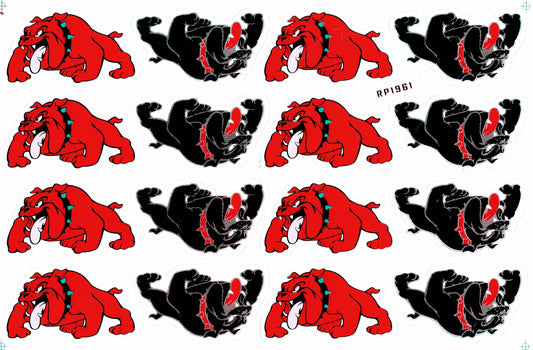 Bulldogge Hund rot schwarz Aufkleber Sticker Motorrad Roller Skateboard Auto Tuning Modellbau selbstklebend 534