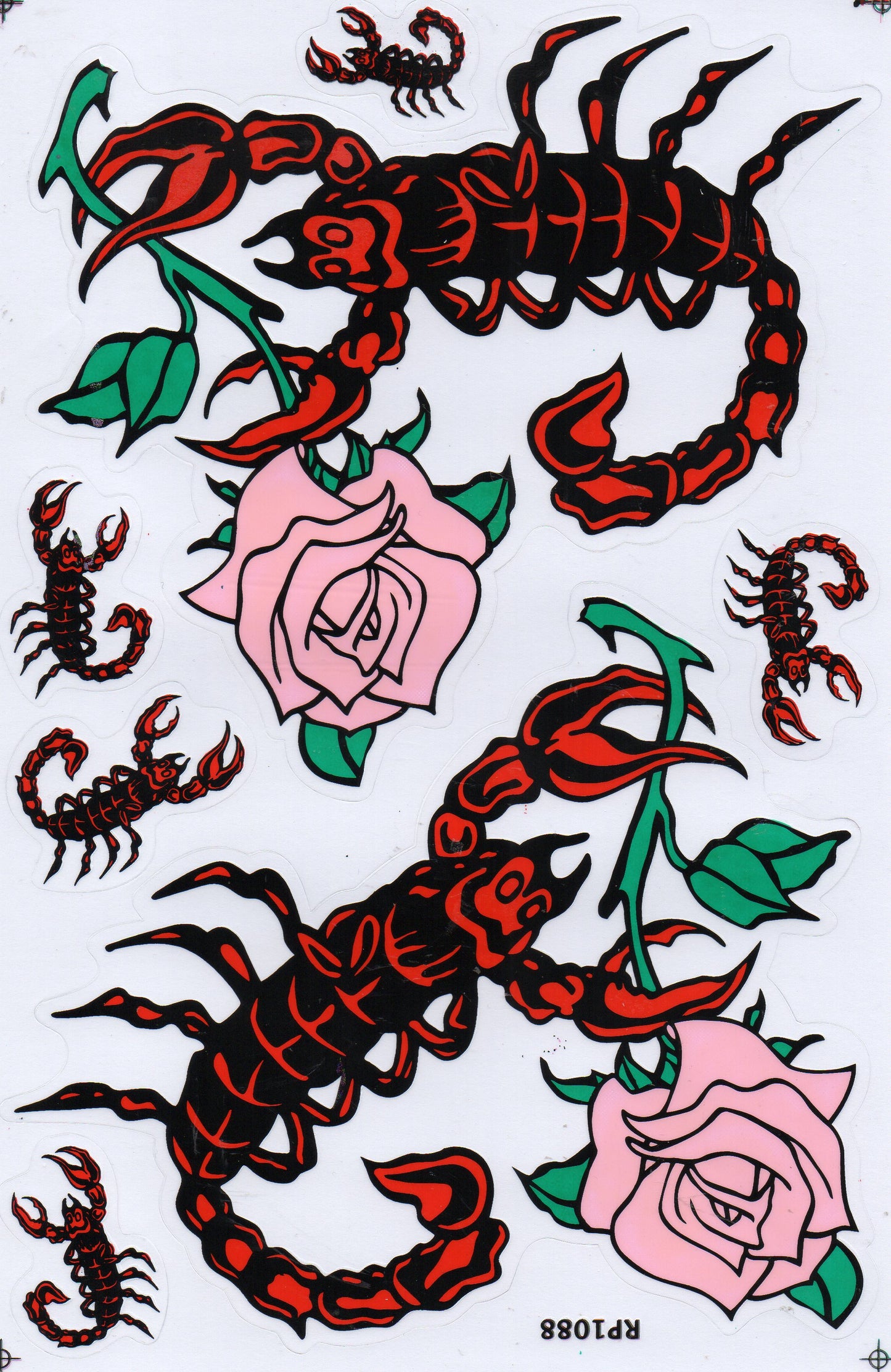 Skorpione Rosen Aufkleber Sticker Motorrad Roller Skateboard Auto Tuning Modellbau selbstklebend 538