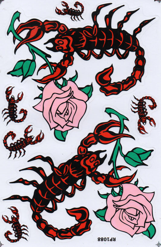 Skorpione Rosen Aufkleber Sticker Motorrad Roller Skateboard Auto Tuning Modellbau selbstklebend 538