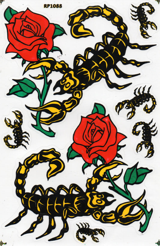 Skorpione Rosen Aufkleber Sticker Motorrad Roller Skateboard Auto Tuning Modellbau selbstklebend 549
