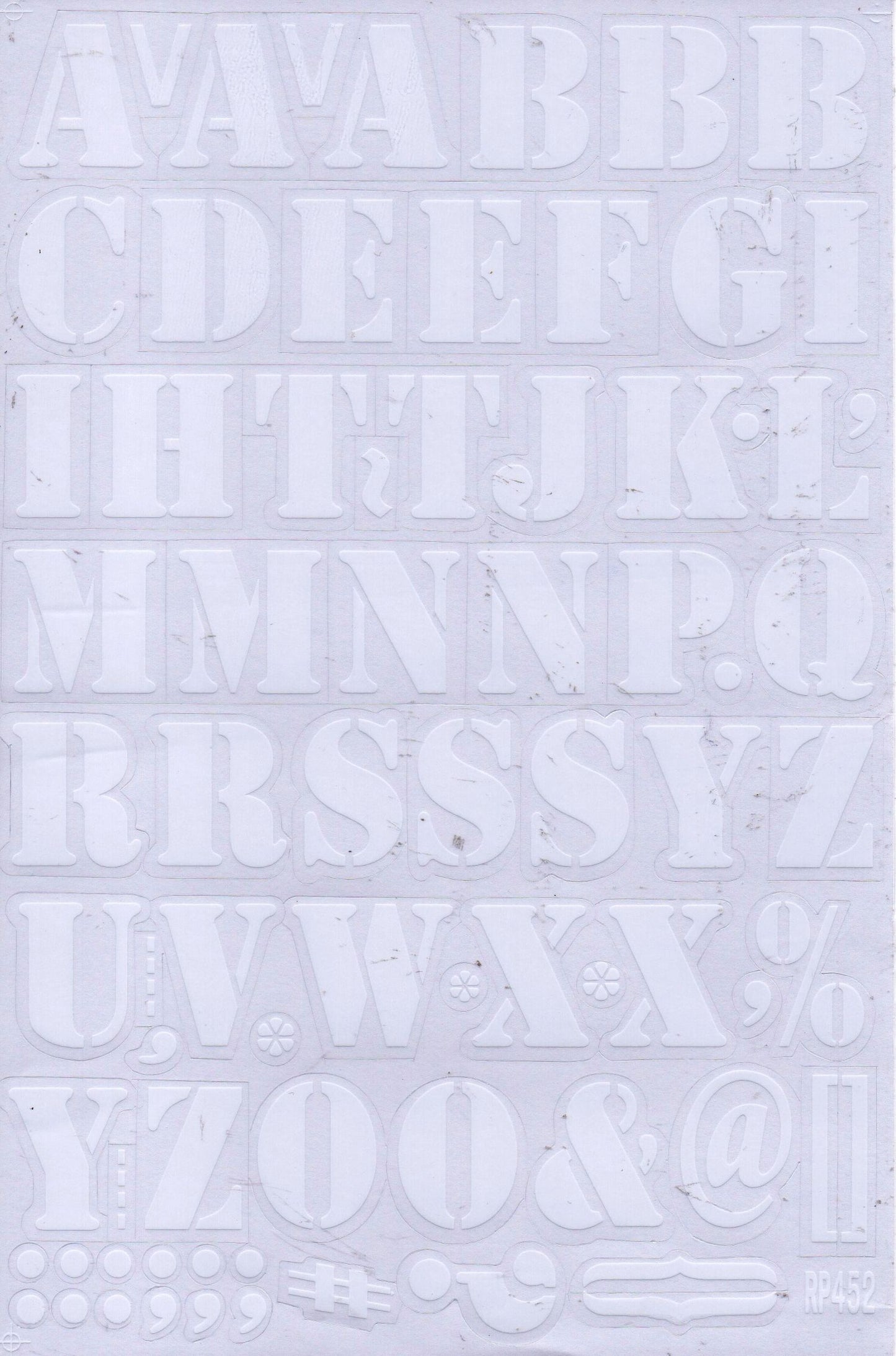 Letters ABC white 28 mm high sticker for office folders children crafts kindergarten birthday 1 sheet 562