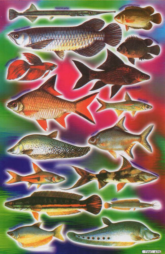 Fische Meer Aquarium Fisch Tiere Aufkleber Sticker für Kinder Basteln Kindergarten Geburtstag 1 Bogen 063