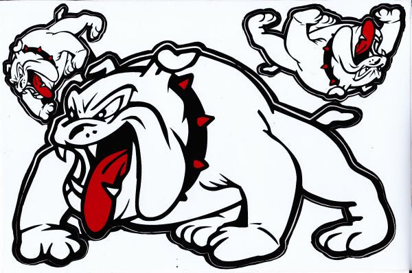 Bulldogge Hund weiss Aufkleber Sticker Motorrad Roller Skateboard Auto Tuning Modellbau selbstklebend 082