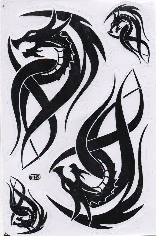 Drachen Schlange schwarz Aufkleber Sticker Motorrad Roller Skateboard Auto Tuning selbstklebend 088
