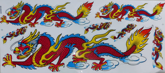 Drachen rot extra big Sticker Aufkleber Folie 1 Blatt 530 mm x 230 mm wetterfest Motorrad Roller Skateboard Auto Tuning selbstklebend