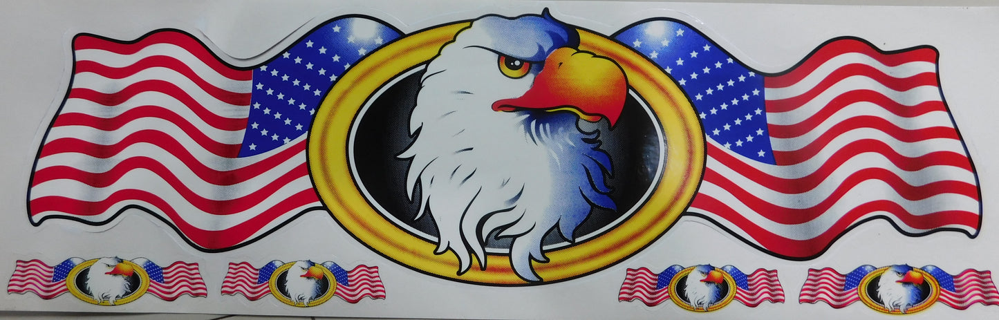 Eagle Falcon USA Flames Fire Sticker Decal Film 1 Sheet 530 mm x 170 mm Weatherproof Motorcycle Scooter Skateboard Car Tuning Self-Adhesive
