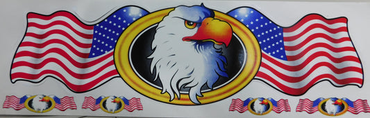 Adler Falke USA Flammen Feuer Sticker Aufkleber Folie 1 Blatt 530 mm x 170 mm wetterfest Motorrad Roller Skateboard Auto Tuning selbstklebend
