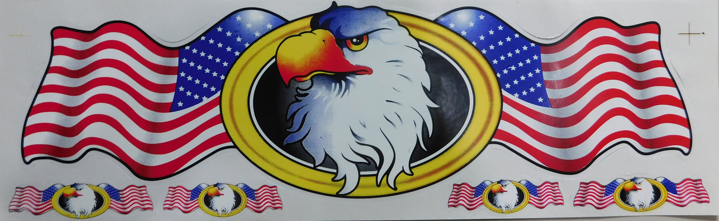 Eagle Falcon USA Flames Fire Sticker Decal Film 1 Sheet 530 mm x 170 mm Weatherproof Motorcycle Scooter Skateboard Car Tuning Self-adhesive