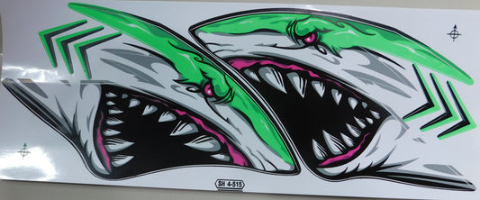 Hai Shark Flammen grün Sticker Aufkleber Folie 1 Blatt 350 mm x 150 mm wetterfest Motorrad Roller Skateboard Auto Tuning selbstklebend