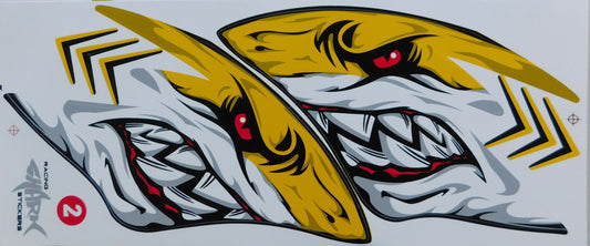 Hai Shark Flammen gelb Sticker Aufkleber Folie 1 Blatt 350 mm x 150 mm wetterfest Motorrad Roller Skateboard Auto Tuning selbstklebend FL080