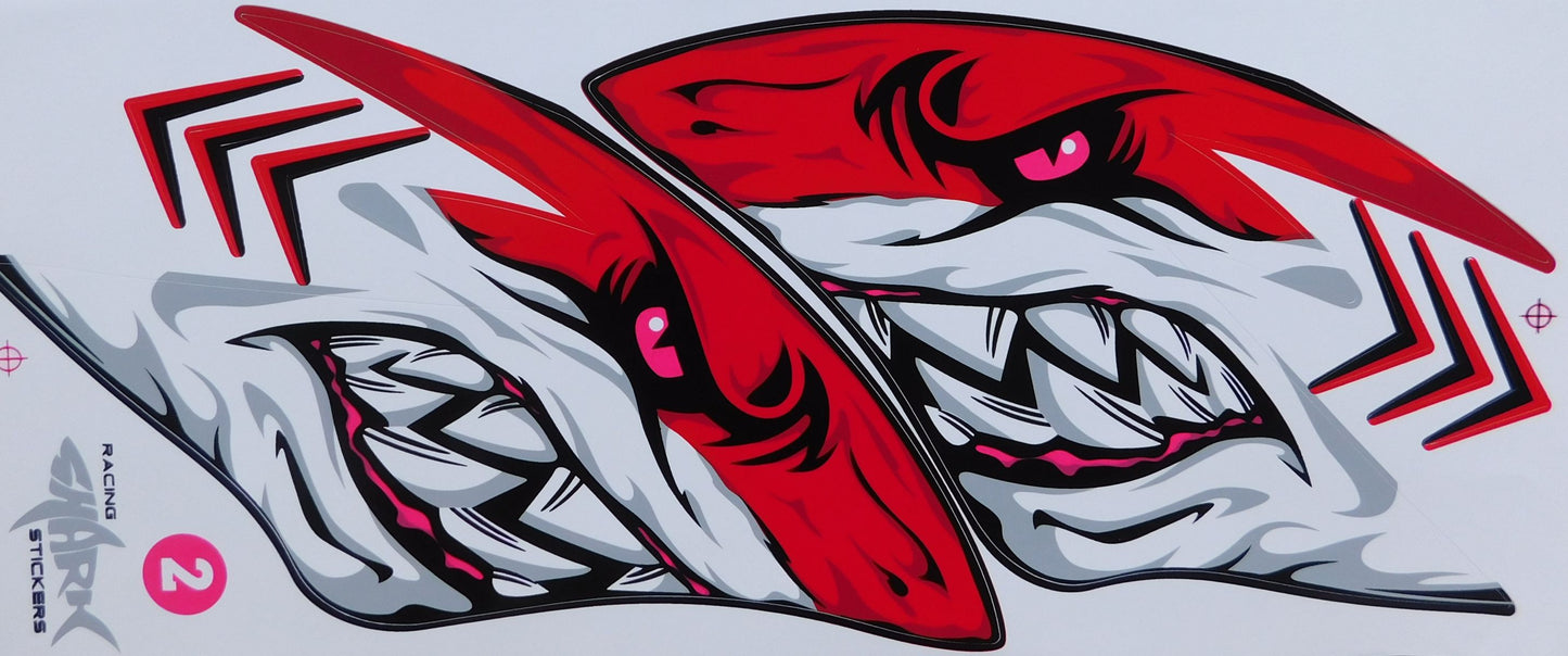 Hai Shark Flammen rot Sticker Aufkleber Folie 1 Blatt 350 mm x 150 mm wetterfest Motorrad Roller Skateboard Auto Tuning selbstklebend