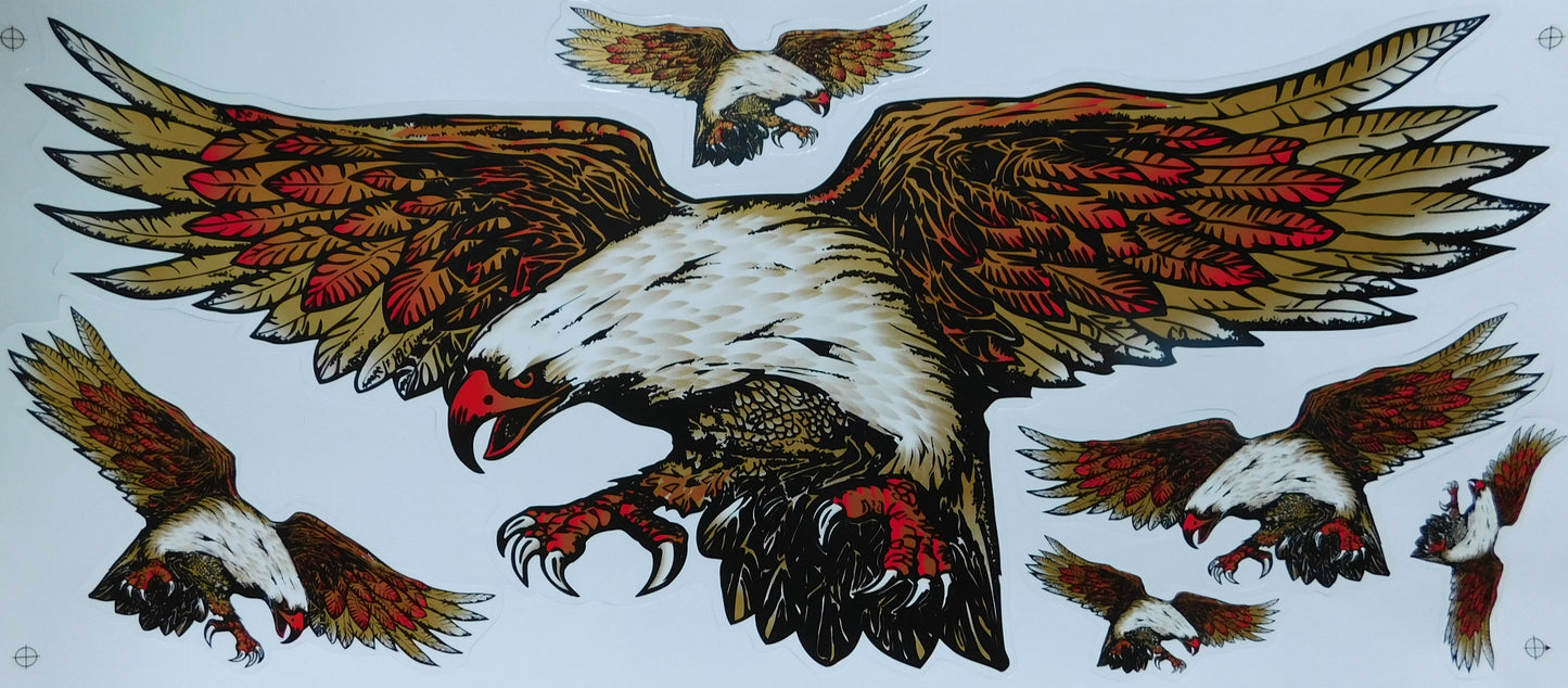 Eagle Large Flames Fire Brown Sticker Decal Film 1 Sheet 530 mm x 230 mm Weatherproof Motorcycle Scooter Skateboard Car Tuning Self-Adhesive FL092