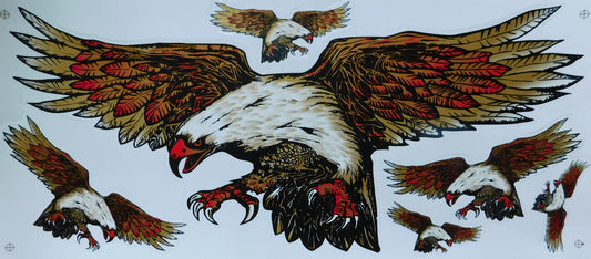 Adler Grosse Flammen Feuer braun Sticker Aufkleber Folie 1 Blatt 530 mm x 230 mm wetterfest Motorrad Roller Skateboard Auto Tuning selbstklebend FL092