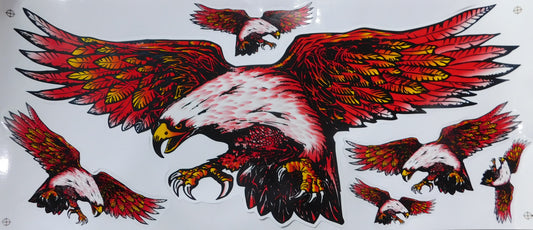 Adler Falke rot extra big Sticker Aufkleber Folie 1 Blatt 530 mm x 230 mm wetterfest Motorrad Roller Skateboard Auto Tuning selbstklebend