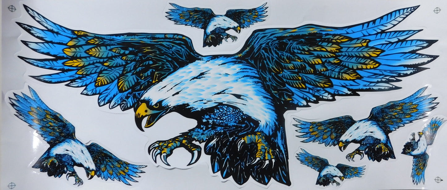 Eagle Falcon blue extra big Sticker Decal Foil 1 Sheet 530 mm x 230 mm weatherproof Motorcycle Scooter Skateboard Car Tuning self-adhesive