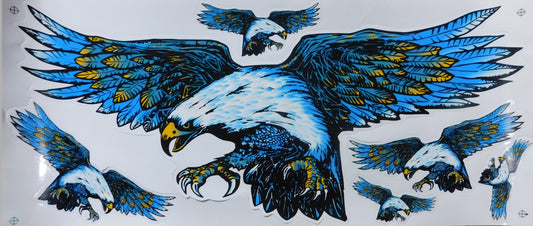 Adler Falke blau extra big Sticker Aufkleber Folie 1 Blatt 530 mm x 230 mm wetterfest Motorrad Roller Skateboard Auto Tuning selbstklebend