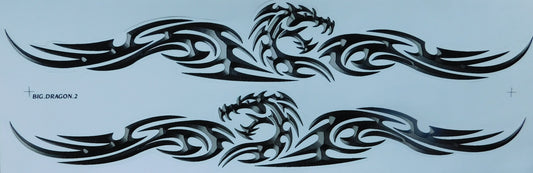Drachen Grosse Flammen Feuer schwarz grau Sticker Aufkleber Folie 1 Blatt 530 mm x 170 mm wetterfest Motorrad Roller Skateboard Auto Tuning selbstklebend FL097