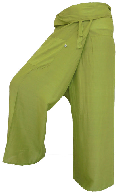 Pantalons de pêcheur multicolores : Pantalons de pêcheur thaïlandais modernes et non genrés en tissu léger pour le yoga et le massage.