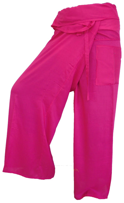 Pantalons de pêcheur multicolores : Pantalons de pêcheur thaïlandais modernes et non genrés en tissu léger pour le yoga et le massage.