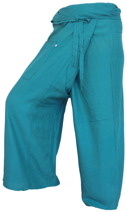 Pantalons de pêcheur multicolores : Pantalons de pêcheur thaïlandais modernes et non genrés en tissu léger pour le yoga et le massage.