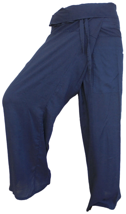 Pantalons de pêcheur multicolores : Pantalons de pêcheur thaïlandais modernes et non genrés en tissu léger pour le yoga et le massage.