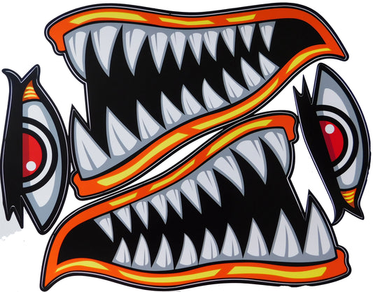 BIG SIZE Hai Maul Rachen Schlund Zähne orange Aufkleber Sticker Motorrad Roller Skateboard Auto Tuning Modellbau selbstklebend FSB107