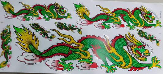 Drachen grün extra big Sticker Aufkleber Folie 1 Blatt 530 mm x 230 mm wetterfest Motorrad Roller Skateboard Auto Tuning selbstklebend