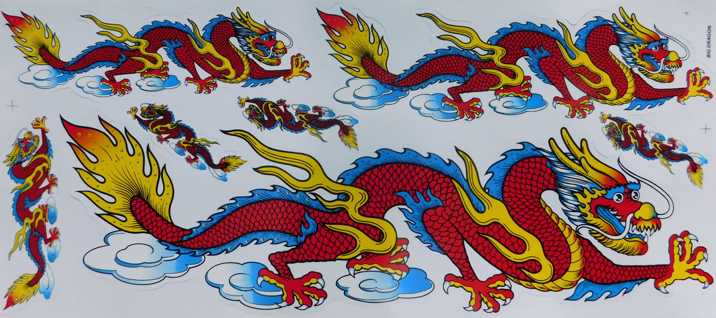 Red Dragons Extra Large Sticker Decal Film 1 Sheet 530 mm x 230 mm Weatherproof Motorcycle Scooter Skateboard Car Tuning Self-adhesive