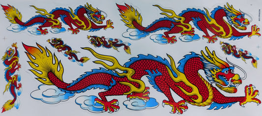 Drachen rot extra big Sticker Aufkleber Folie 1 Blatt 530 mm x 230 mm wetterfest Motorrad Roller Skateboard Auto Tuning selbstklebend
