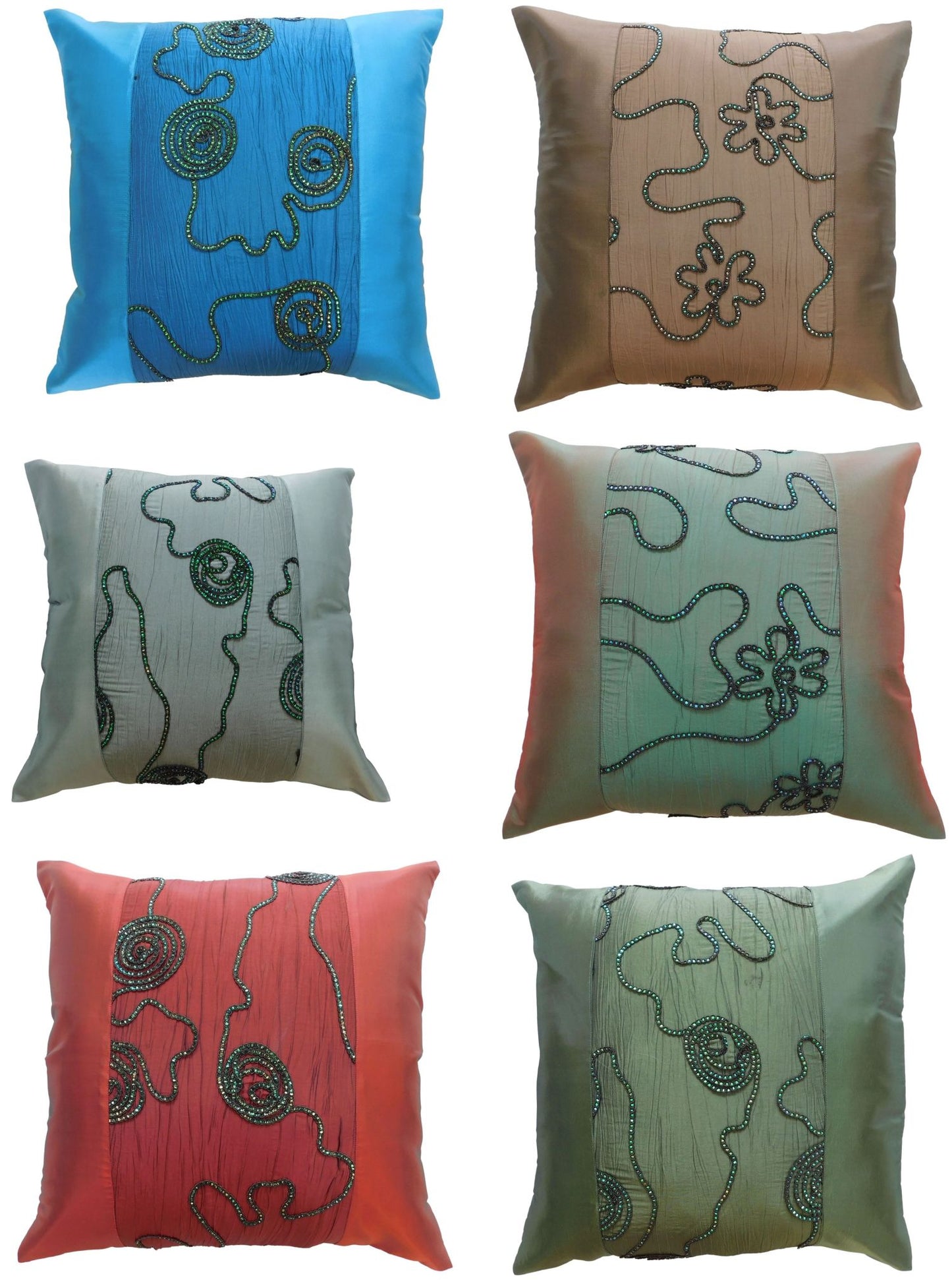 Kissen Kissenbezug Motiv Blumen Efeu verschiedene Farben 40x40cm/15.5x15.5in Thai Seide Sofa Bett Gartenstuhl