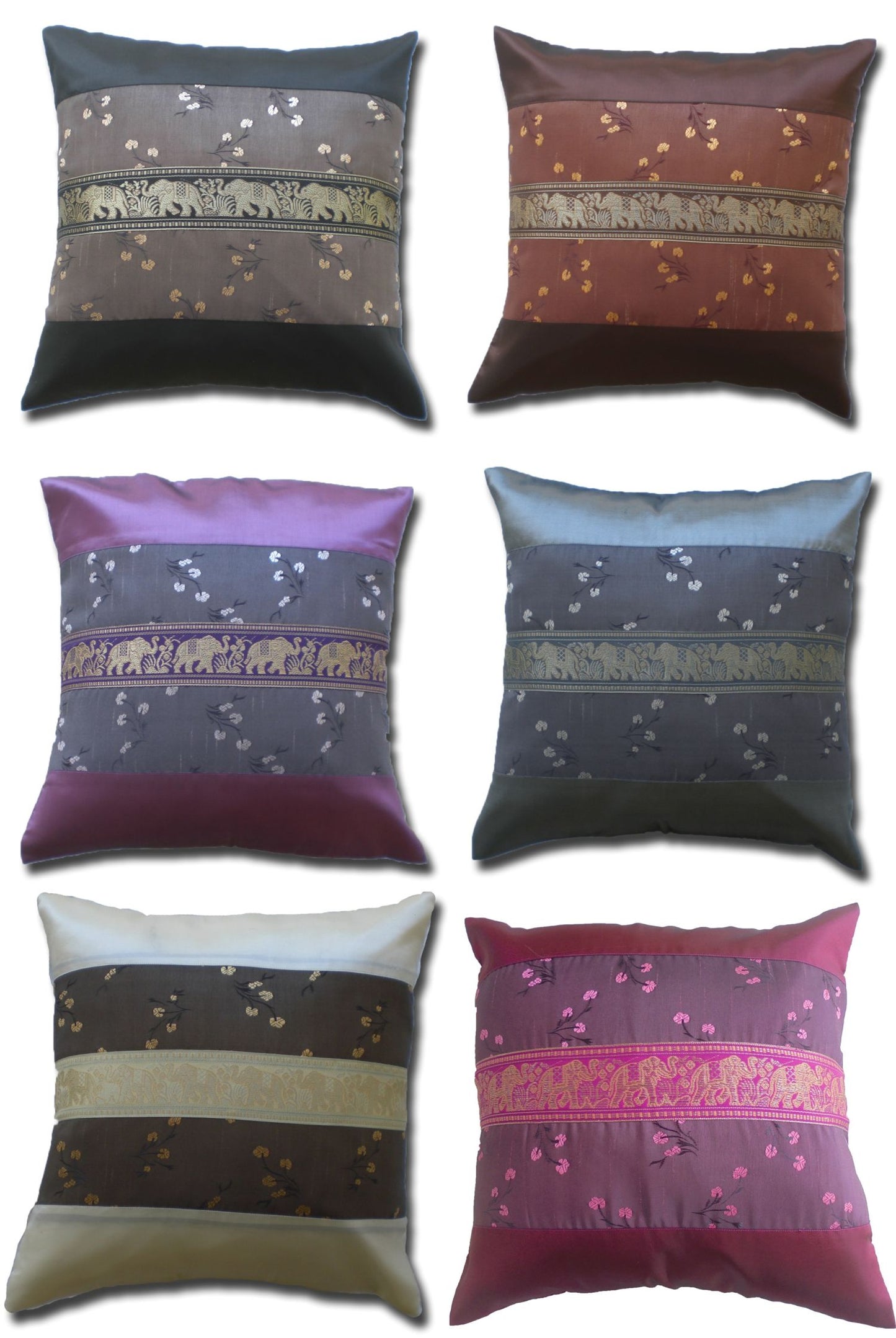 Kissen Kissenbezug Motiv Blumen Elefanten verschiedene Farben 40x40cm/15.5x15.5in Thai Seide Sofa Bett Gartenstuhl