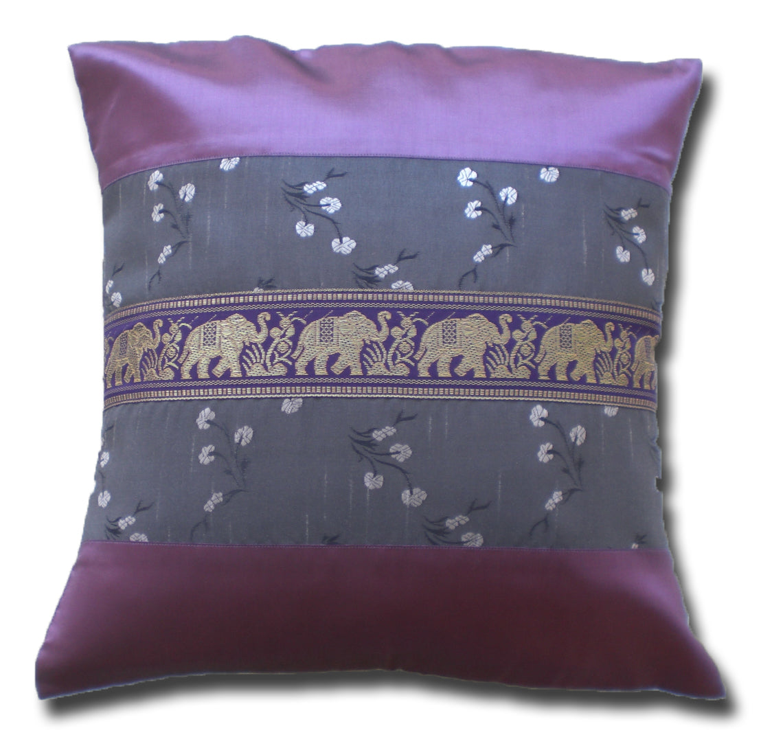 Kissen Kissenbezug Motiv Blumen Elefanten verschiedene Farben 40x40cm/15.5x15.5in Thai Seide Sofa Bett Gartenstuhl
