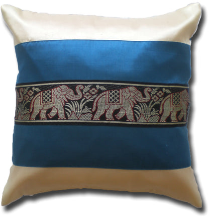 Kissen Kissenbezug Motiv Elefanten zweifarbig verschiedene Farben 40x40cm/15.5x15.5in Thai Seide Sofa Bett Gartenstuhl