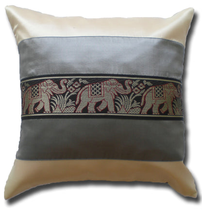 Kissen Kissenbezug Motiv Elefanten zweifarbig verschiedene Farben 40x40cm/15.5x15.5in Thai Seide Sofa Bett Gartenstuhl