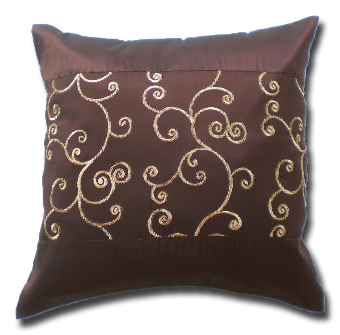 Kissen Kissenbezug Motiv Blumen Efeu dunkelbraun 40x40cm/15.5x15.5in Thai Seide Sofa Bett Gartenstuhl