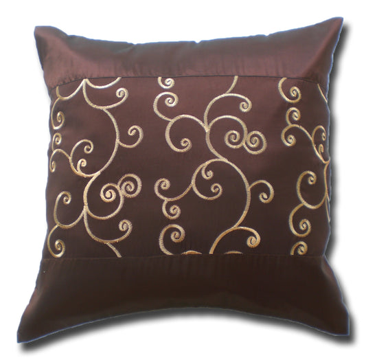 Kissen Kissenbezug Motiv Blumen Efeu dunkelbraun 40x40cm/15.5x15.5in Thai Seide Sofa Bett Gartenstuhl