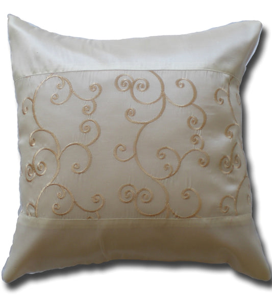 Kissen Kissenbezug Motiv Blumen Efeu cremefarben 40x40cm/15.5x15.5in Thai Seide Sofa Bett Gartenstuhl